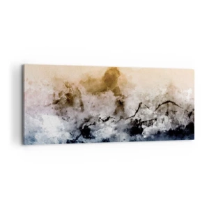 Obraz na płótnie - Abstrakcyjny krajobraz z mgłą i subtelnymi kolorami - 120x50cm - Zatopione w tumanie mgły - Nowoczesna dekoracja ścienna do salonu i sypialni ARTTOR