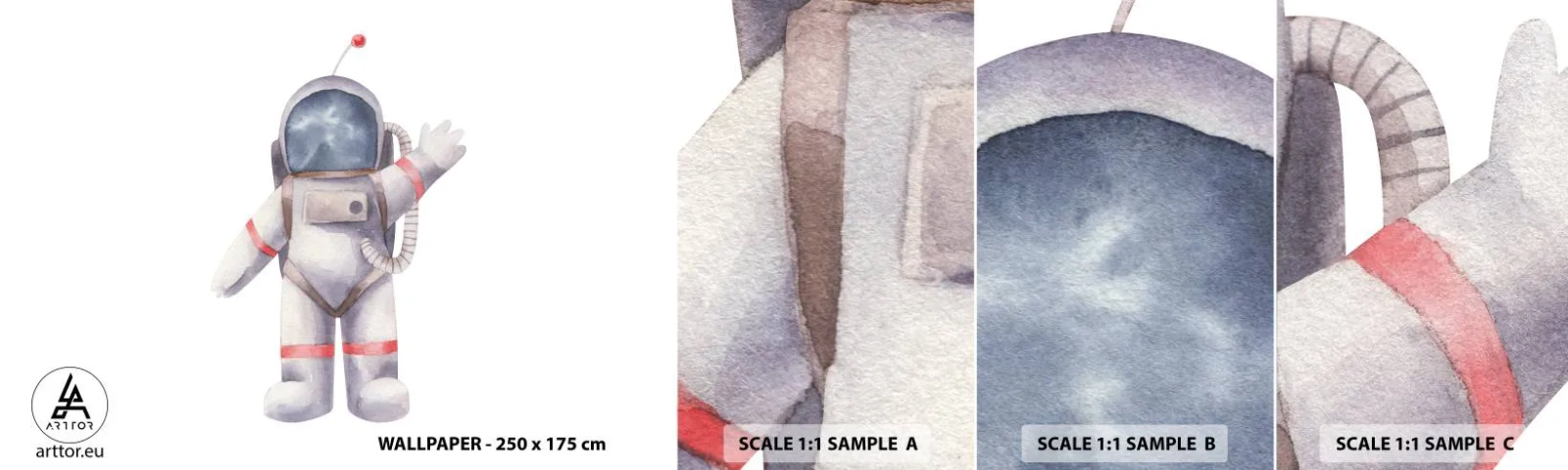 Fototapeta Próbka Standard Eco - To na razie! - Astronauta, Dziecięcy, Minimalizm - 100x30 cm