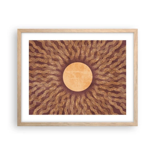 Plakat w ramie jasny dąb - Ikona słońca - 50x40 cm