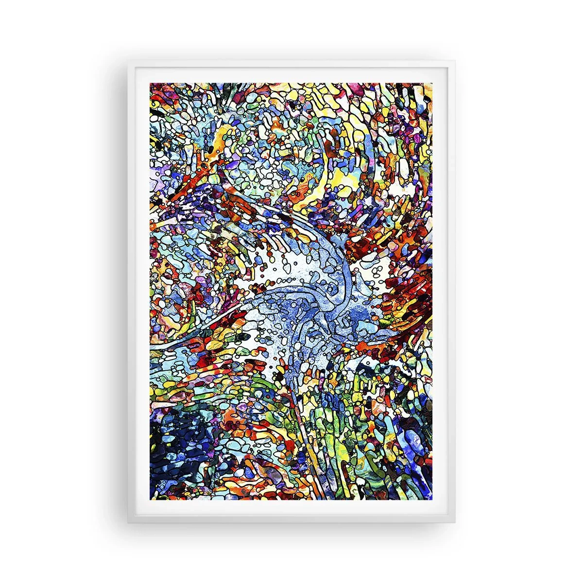 Plakat w białej ramie - Witraż kroplisty - 70x100 cm