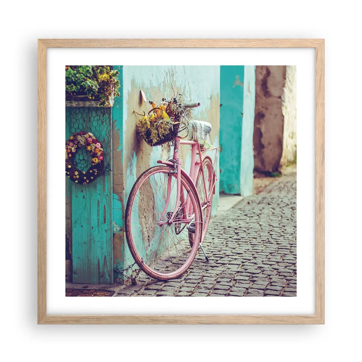 Plakat w ramie jasny dąb - Zaraz wracam - 50x50 cm
