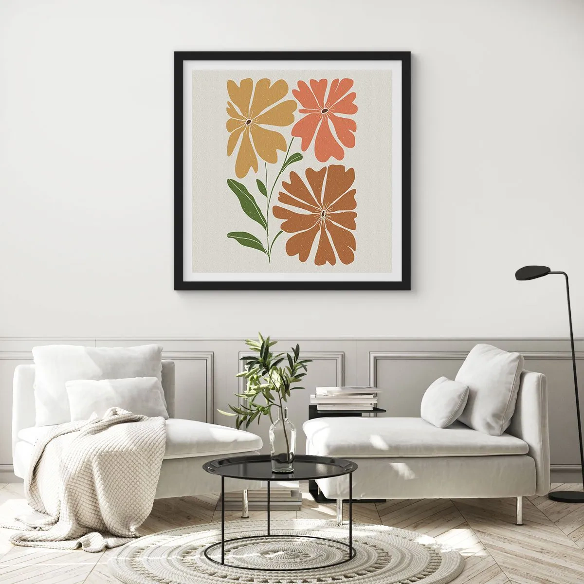 Plakat w czarnej ramie - Natura i geometria - 60x60 cm