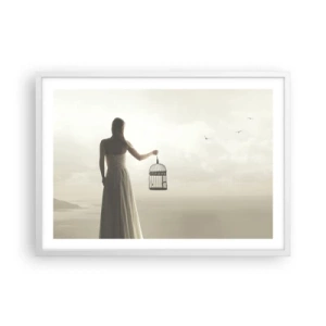 Plakat w białej ramie - Bądź wolna - 70x50 cm