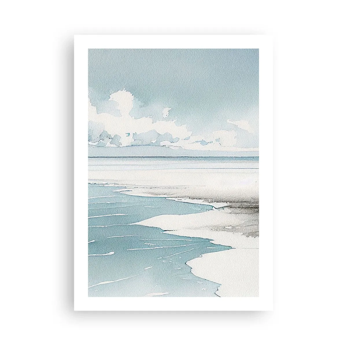 Plakat - Akwarelowy pejzaż nadmorski w pastelowych odcieniach - 50x70cm - Łagodny przypływ - Nowoczesna dekoracja ścienna do salonu, kuchni i sypialni ARTTOR