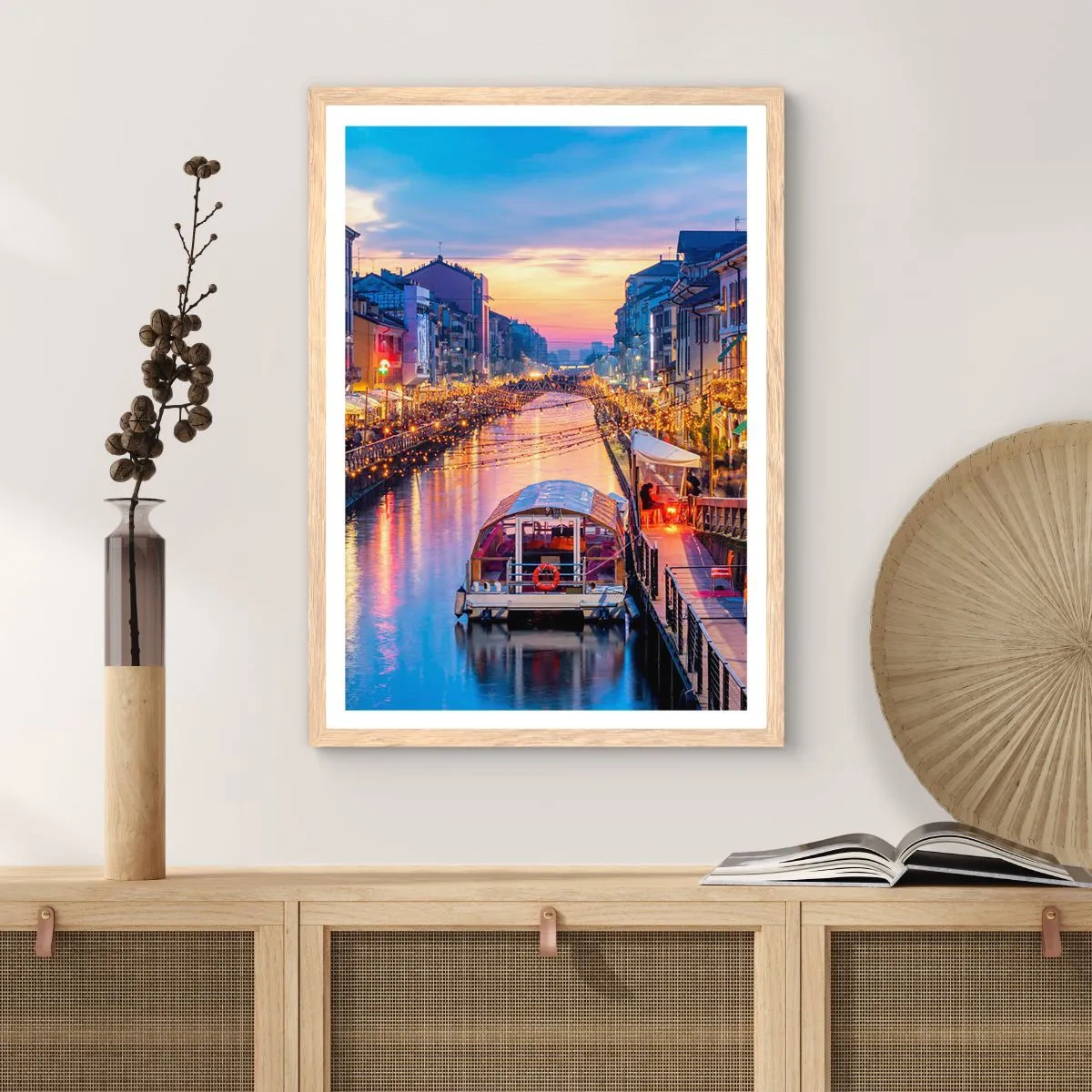 Plakat w ramie jasny dąb - Wieczór światła i zabawy - 61x91 cm