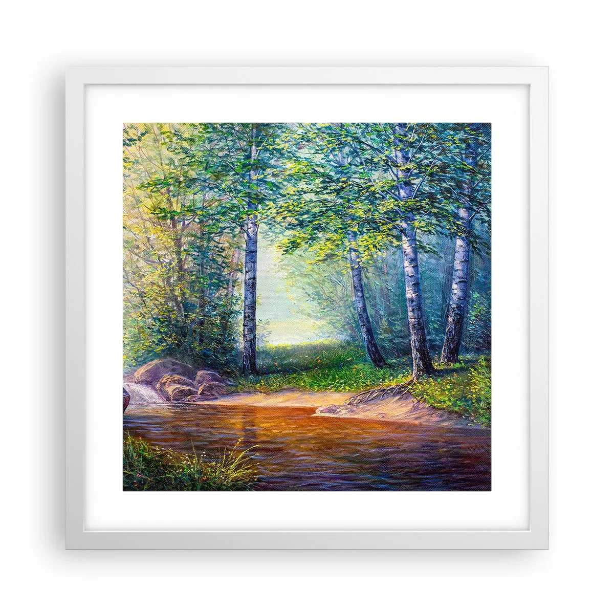 Plakat w białej ramie - Sielankowa sceneria - 40x40 cm