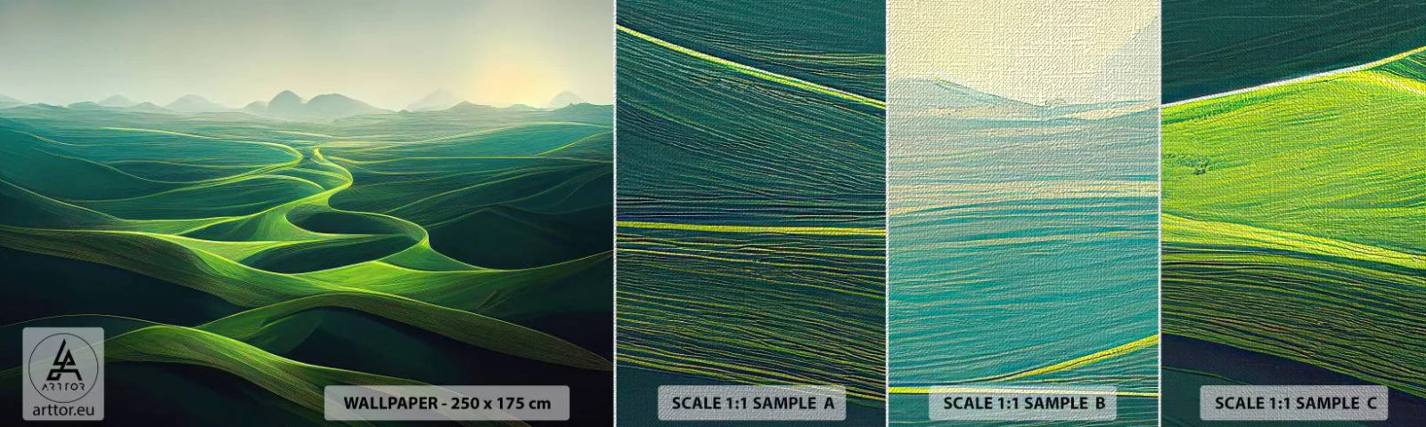 Fototapeta Próbka Premium Canvas - W zielonych dolinach - Krajobraz, Łąka, Doliny - 100x30 cm