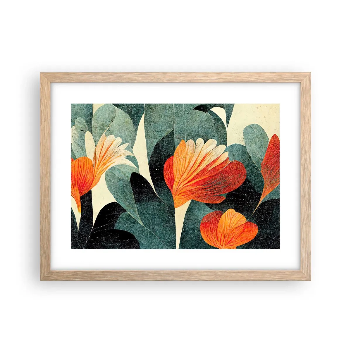 Plakat w ramie jasny dąb - Żar tropików i chłód zieleni - 40x30 cm