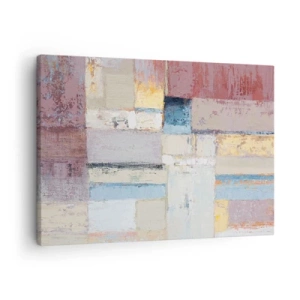 Obraz na płótnie - Geometryczna kompozycja w pastelowych barwach - 70x50cm - Spokój geometrii - Nowoczesna dekoracja ścienna do salonu i sypialni ARTTOR