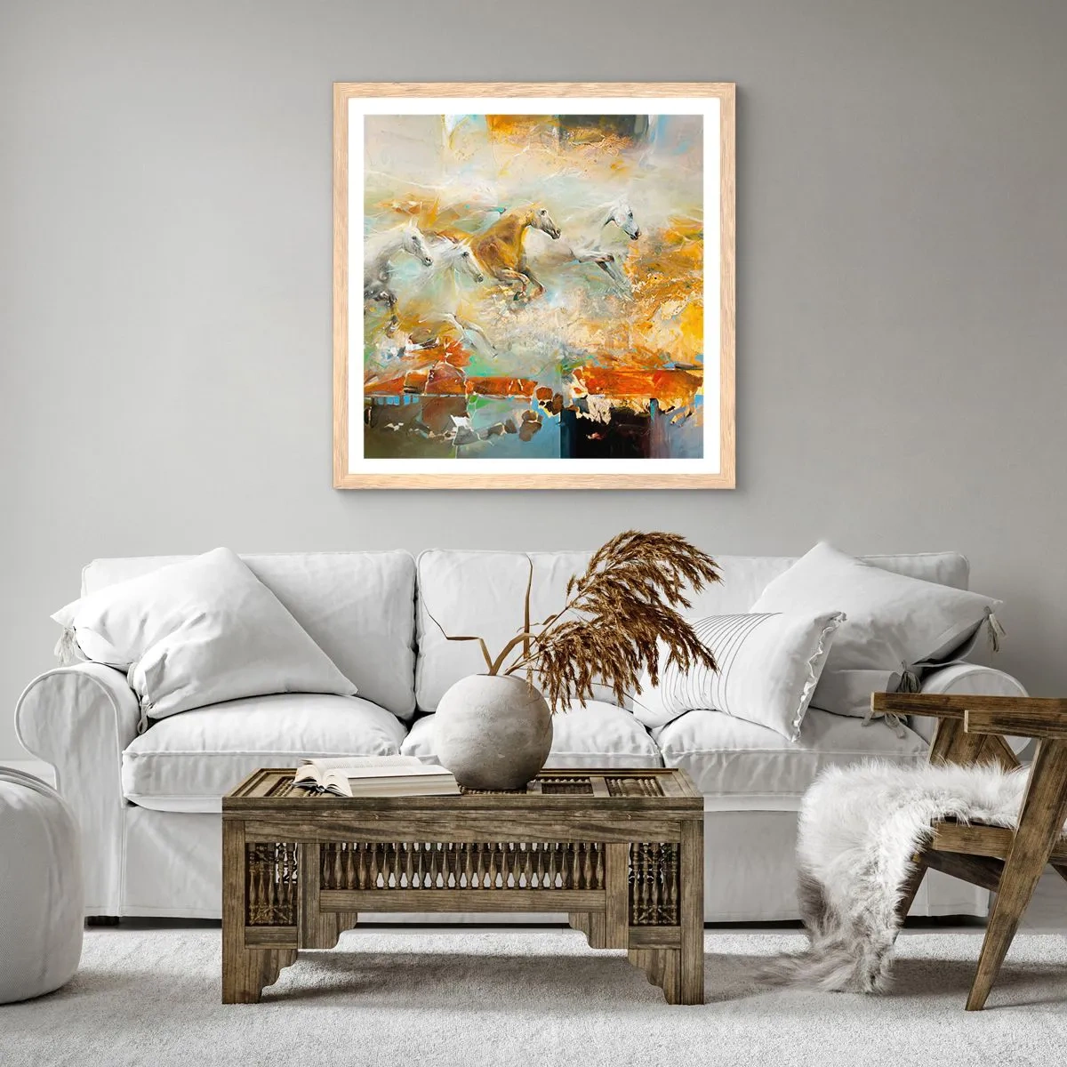 Plakat w ramie jasny dąb - Galopem przez światło - 40x40 cm