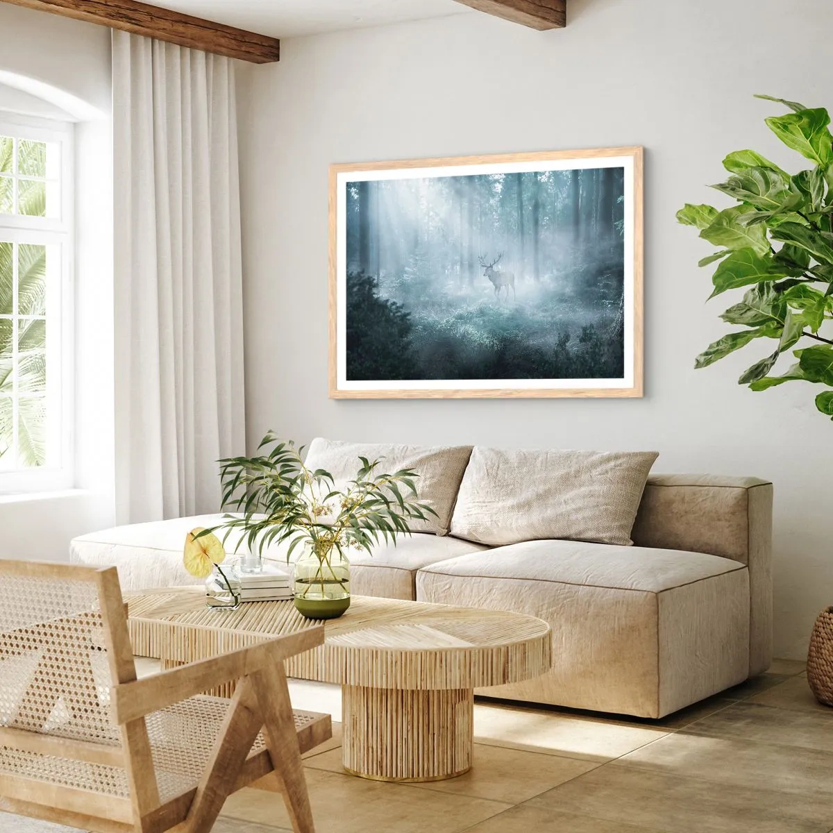 Plakat w ramie jasny dąb - Poranny obchód włości - 100x70 cm