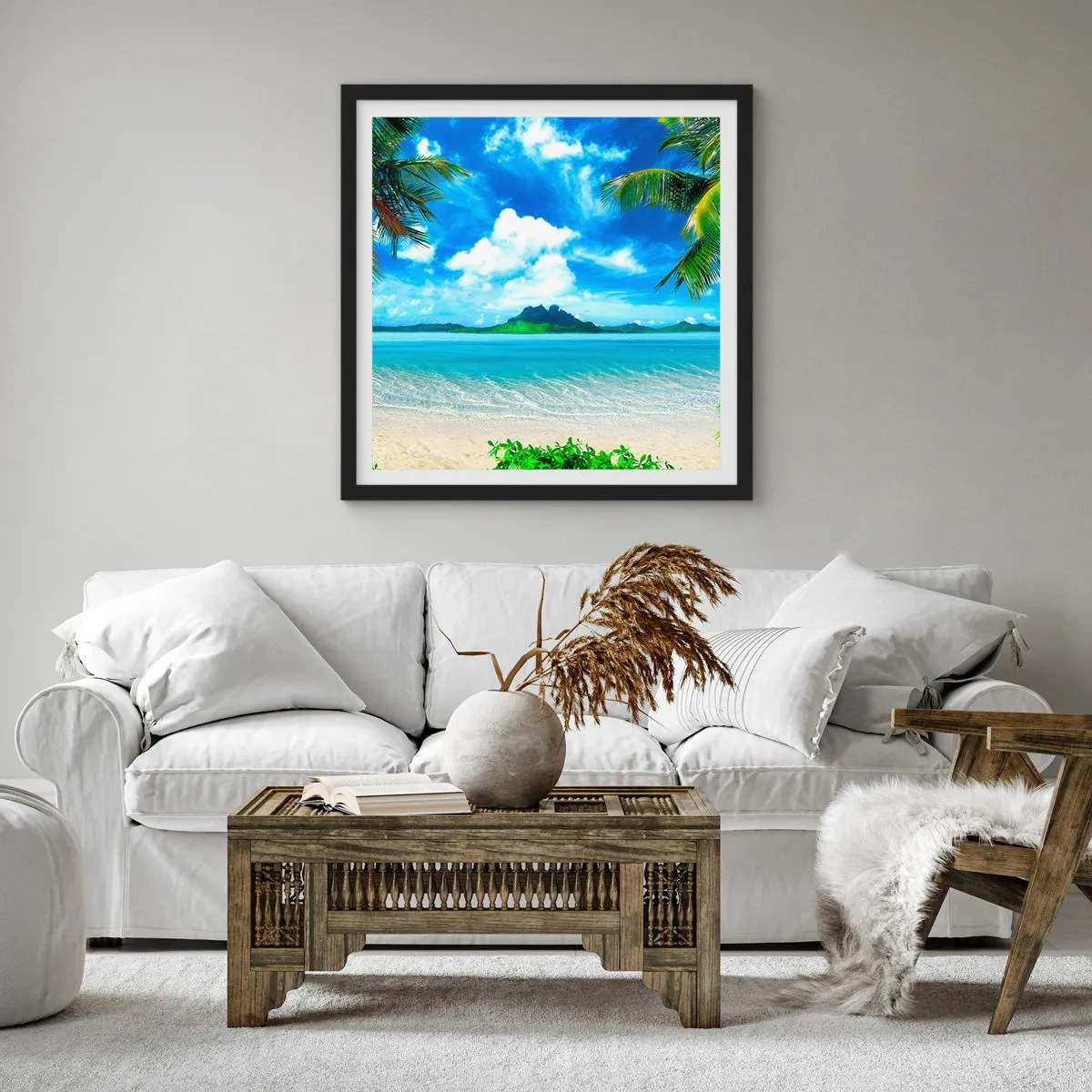 Plakat w czarnej ramie - Lazur tropików - 40x40 cm
