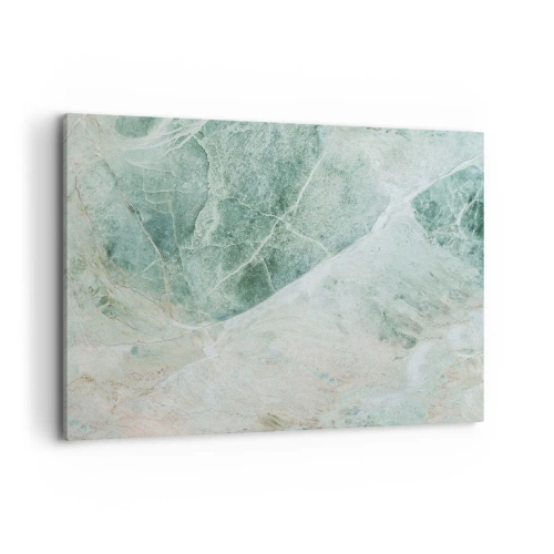 Obraz na płótnie - Zielony marmur z delikatnymi białymi żyłkami - 100x70cm - Szlachetny chłód kamienia - Nowoczesna dekoracja ścienna do salonu, kuchni i sypialni ARTTOR