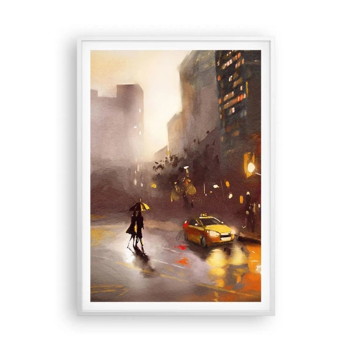 Plakat w białej ramie - W światłach Nowego Jorku - 70x100 cm