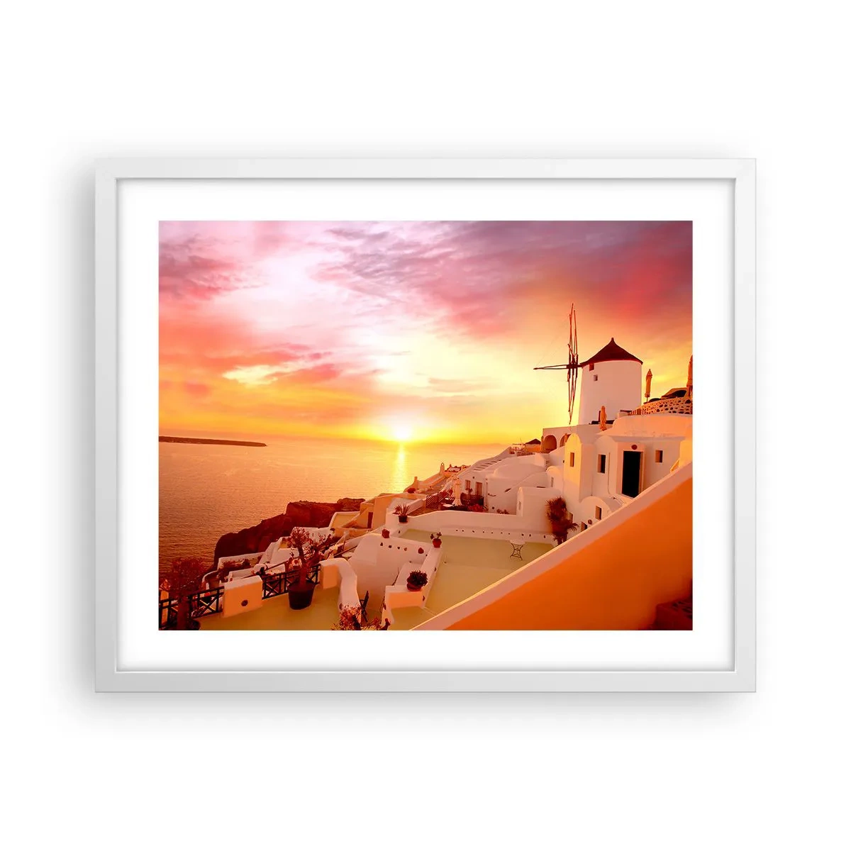 Plakat w białej ramie - Rozpłynąć się w bieli i złocie - 50x40 cm