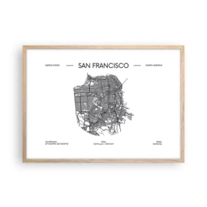 Plakat w ramie jasny dąb - Anatomia San Francisco - 70x50 cm