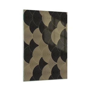 Obraz na szkle - Wzór w stylu art deco z półokręgami i złotymi liniami - 80x120cm - Jedność w wielości - Nowoczesna dekoracja ścienna do salonu i sypialni ARTTOR