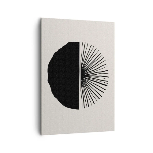 Obraz na płótnie - Minimalistyczna czarno-biała kompozycja geometryczna z abstrakcyjnym kołem - 50x70cm - Wachlarz możliwości - Nowoczesna dekoracja ścienna do salonu, kuchni i sypialni ARTTOR