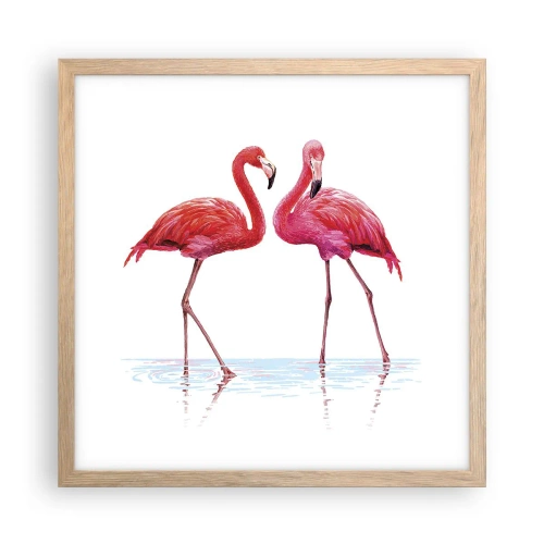 Plakat w ramie jasny dąb - Różowe randez-vous - 40x40 cm