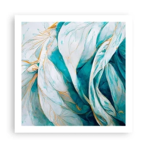Plakat - Błękitna abstrakcja z motywem złota - 60x60 cm