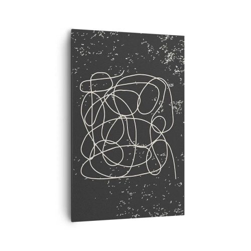 Obraz na płótnie - Abstrakcyjna linia na czarnym tle z drobnymi detalami - 80x120cm - Błądzenie myśli - Nowoczesna dekoracja ścienna do salonu i sypialni ARTTOR