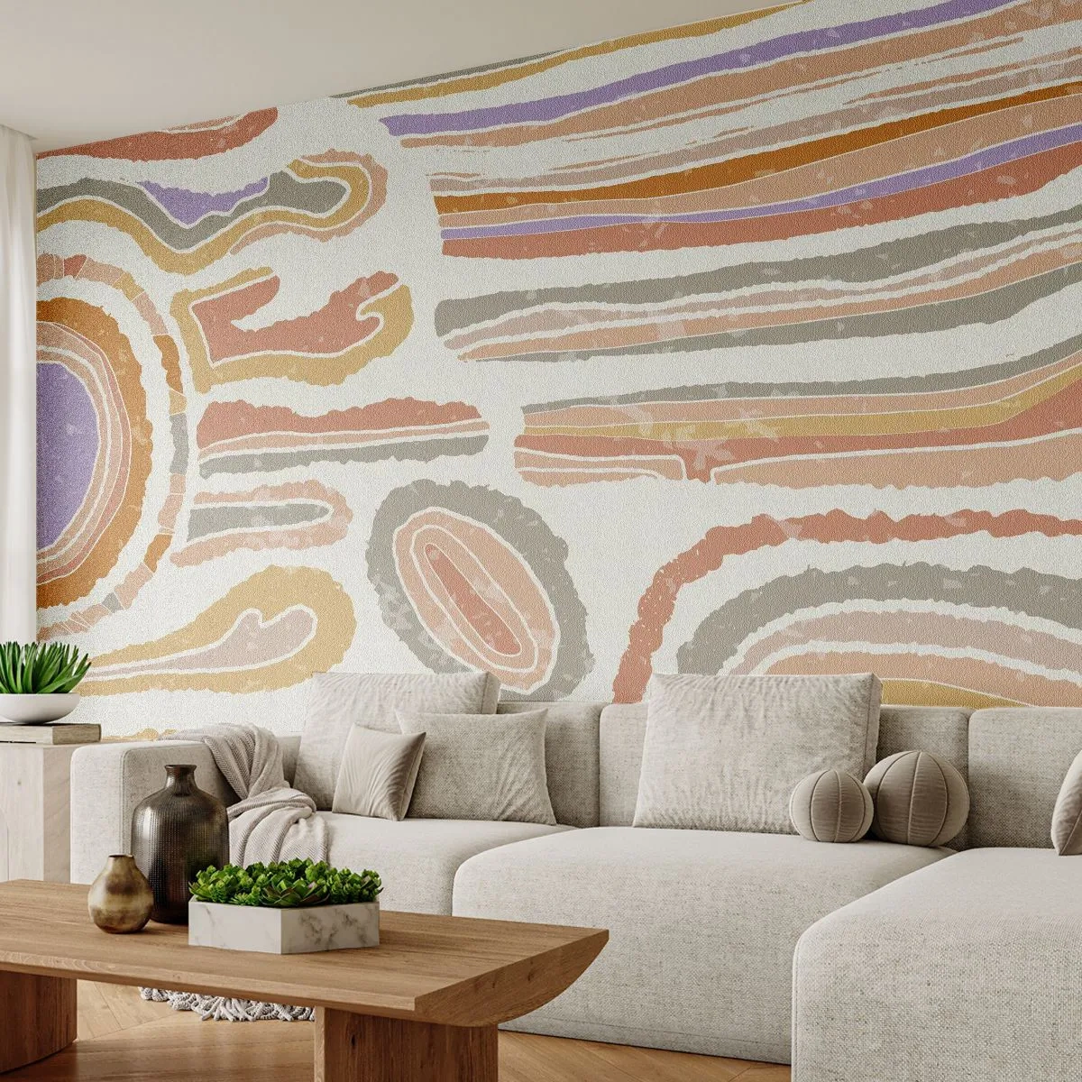 Fototapeta Premium Canvas - Kolorowe przekroje abstrakcyjnych kształtów - 100x70cm - Barwne przekroje - Nowoczesna dekoracja ścienna do salonu i sypialni ARTTOR