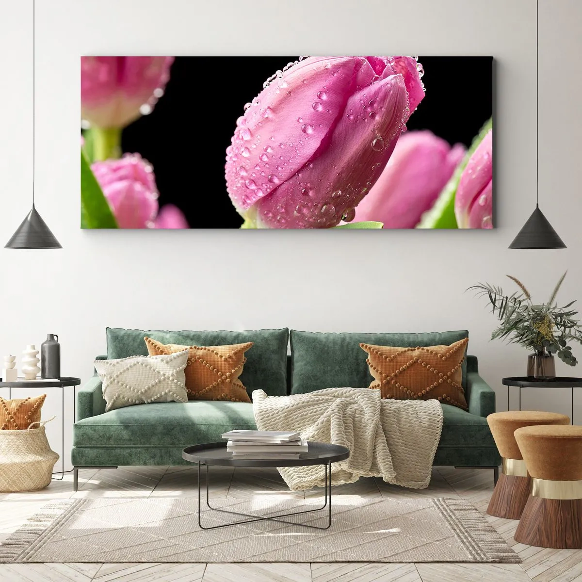 Obraz na płótnie - Liliowy sen w rosie - 100x40 cm