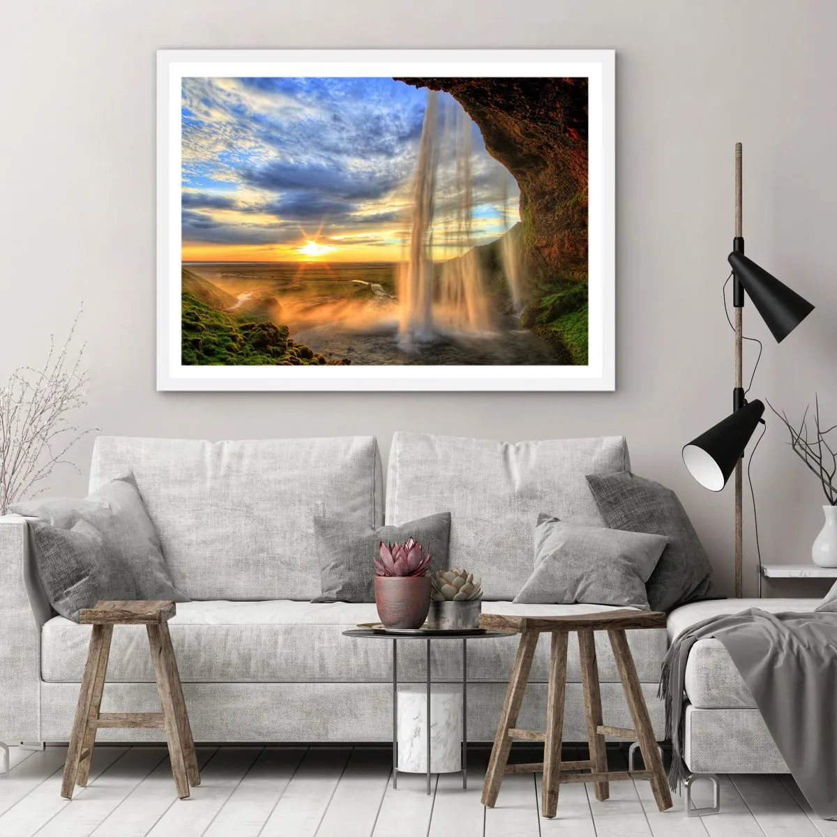 Plakat w białej ramie - Świat za zasłoną kropel - 40x30 cm