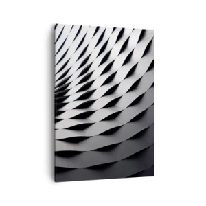 Obraz na płótnie - Nowoczesna fasada budynku o geometrycznym wzorze - 50x70cm - Na powierzchni fal - Nowoczesna dekoracja ścienna do salonu, kuchni i sypialni ARTTOR