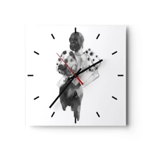 Zegar ścienny - Minimalistyczna ilustracja kobiety w stylu akwareli - 30x30cm - Przeszła tuż obok - Nowoczesna dekoracja ścienna do salonu i sypialni ARTTOR