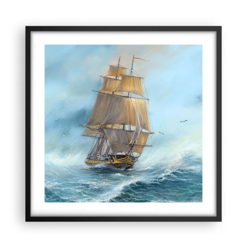 Plakat w czarnej ramie - Mknący po falach - 50x50 cm