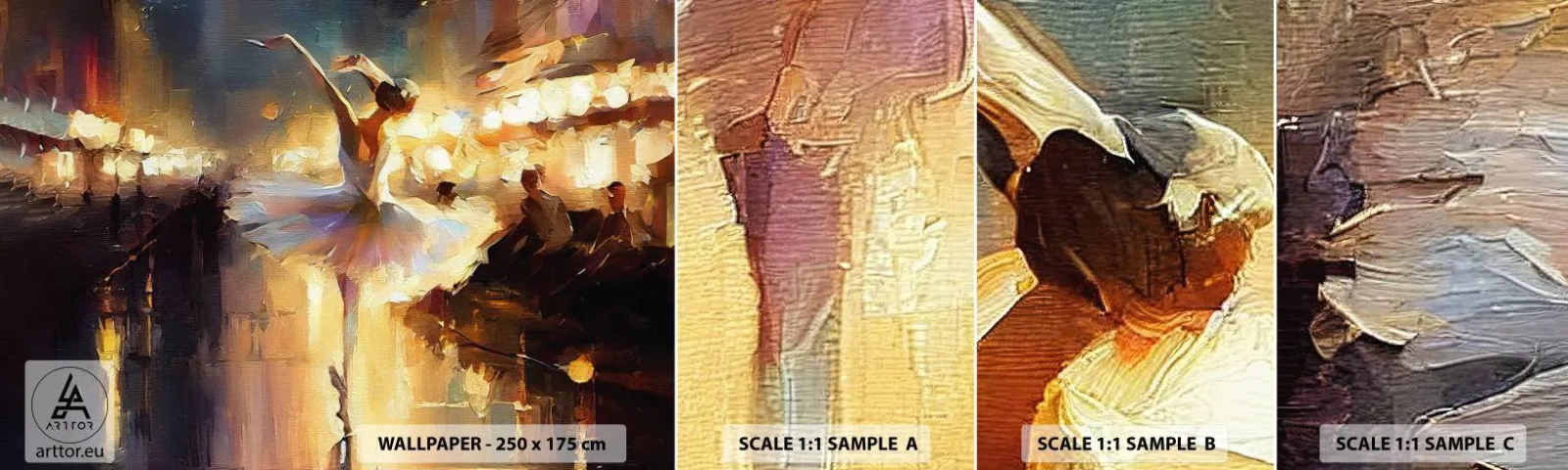 Fototapeta Próbka Samoprzylepna Deluxe Sticker - Cud na ulicy - Baletnica, Taniec, Farba Olejna - 100x30 cm