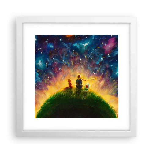 Plakat w białej ramie - Miłość i przyjaźń - cały świat - 30x30 cm