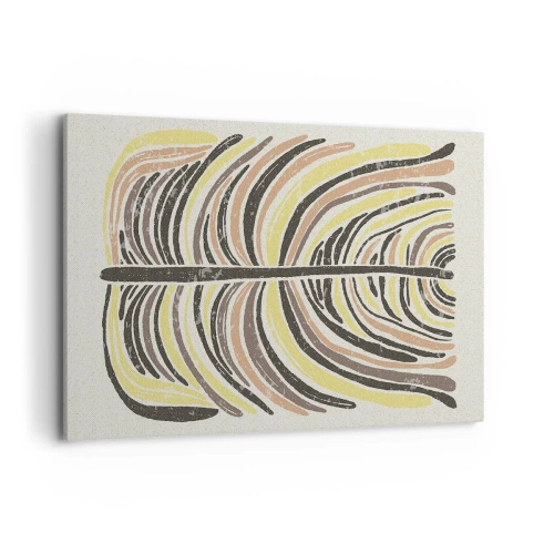 Obraz na płótnie - Abstrakcyjny motyw liścia w odcieniach ziemi - 120x80cm - Abstrakcja pełna życia - Nowoczesna dekoracja ścienna do salonu, kuchni i sypialni ARTTOR