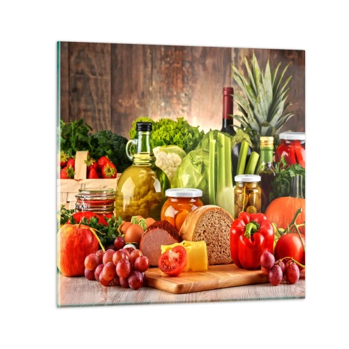 Obraz na szkle - Wędzone, pieczone, marynowane - 60x60 cm