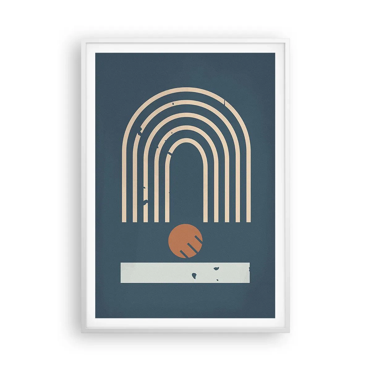 Plakat w białej ramie - Geometria na granacie - 70x100 cm