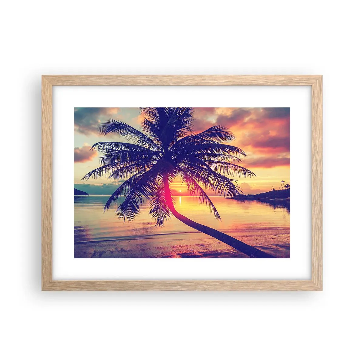 Plakat w ramie jasny dąb - Wieczór pod palmami - 40x30 cm