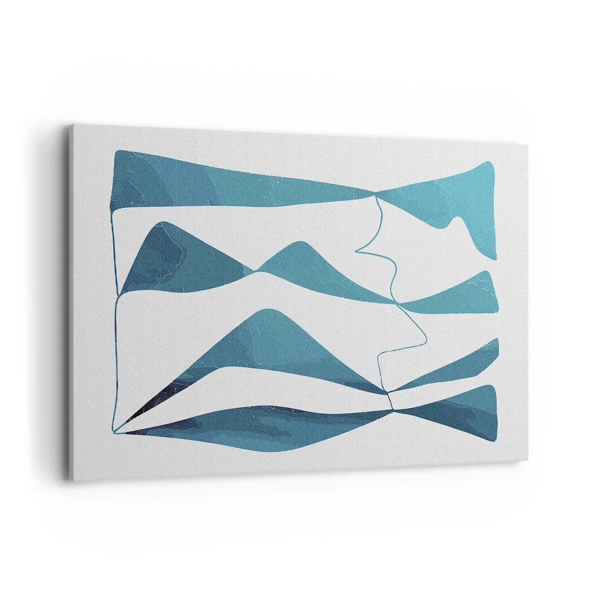 Obraz na płótnie - Abstrakcyjne kształty w odcieniach błękitu na białym tle - 120x80cm - Abstrakcja: turkusowy związek - Nowoczesna dekoracja ścienna do salonu, kuchni i sypialni ARTTOR