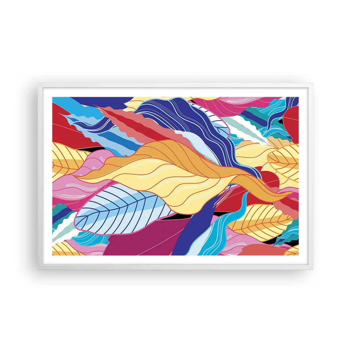 Plakat w białej ramie - Kolorowy bałagan - 91x61 cm