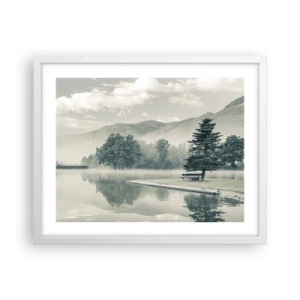 Plakat w białej ramie - Jezioro jeszcze śpi - 50x40 cm