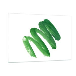Obraz na szkle - Dynamiczny zielony pociągnięcie pędzla na białym tle - 120x80cm - Zielony żart - Nowoczesna dekoracja ścienna do salonu, kuchni i sypialni ARTTOR
