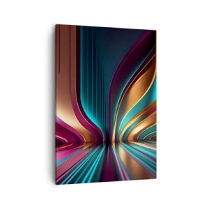 Obraz na płótnie - Futurystyczna abstrakcja z dynamicznymi liniami i światłem - 50x70cm - Architektura światła - Nowoczesna dekoracja ścienna do salonu, kuchni i sypialni ARTTOR