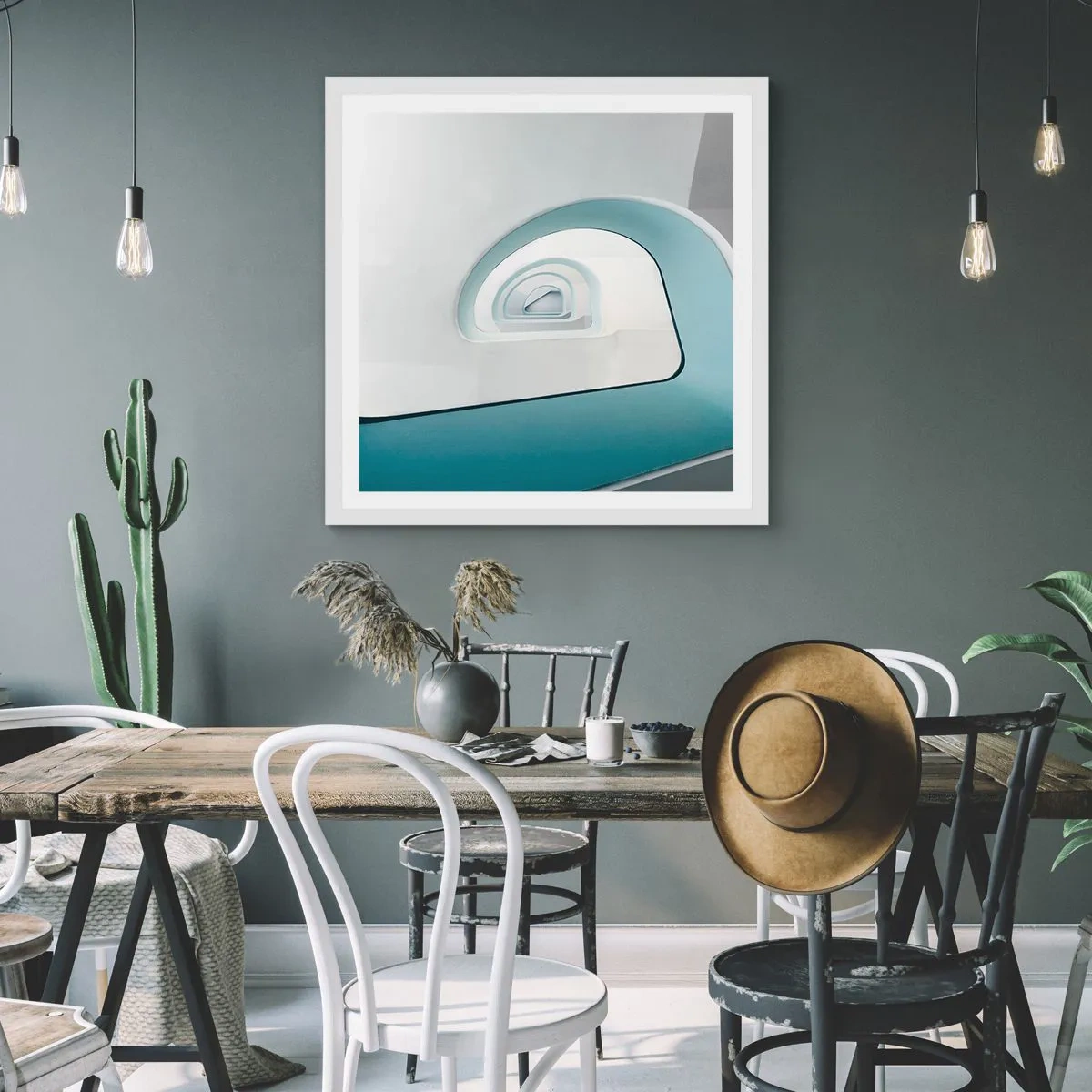 Plakat w białej ramie - Do dna błękitu - 50x50 cm