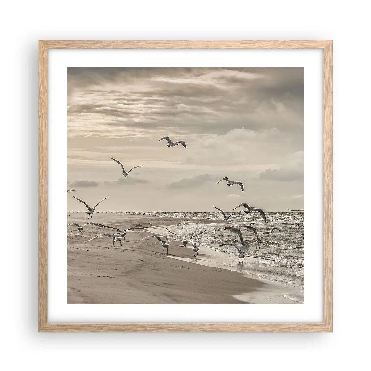 Plakat w ramie jasny dąb - Morza szum, ptaków śpiew - 50x50 cm