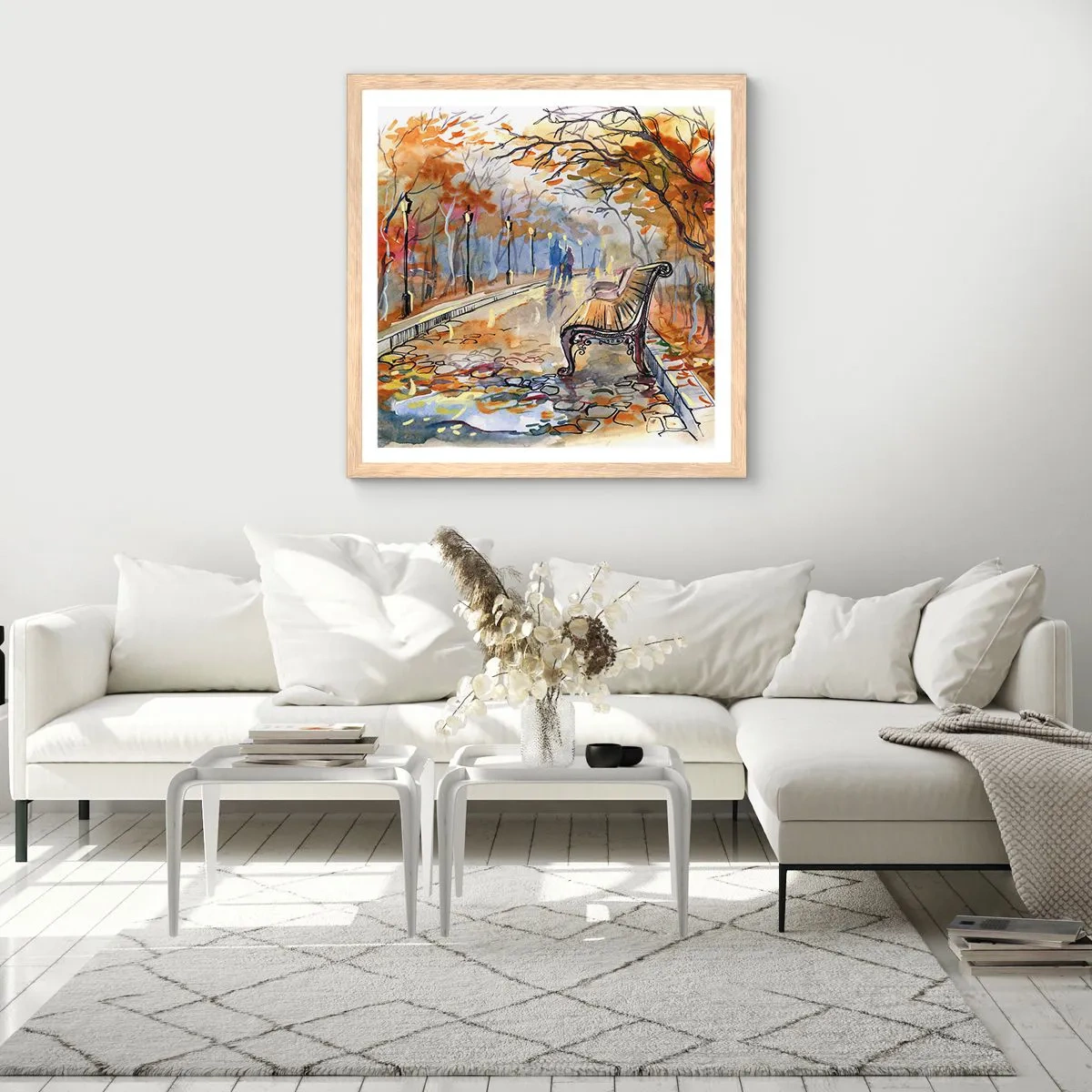 Plakat w ramie jasny dąb - Razem powędrować w jesień - 60x60 cm