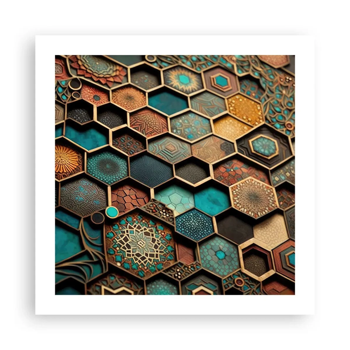 Plakat - Arabskie ornamenty – wariacja - 50x50 cm