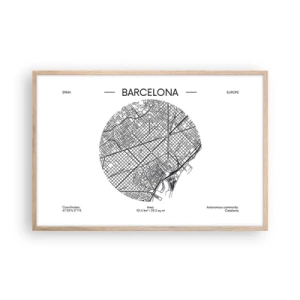 Plakat w ramie jasny dąb - Anatomia Barcelony - 91x61 cm