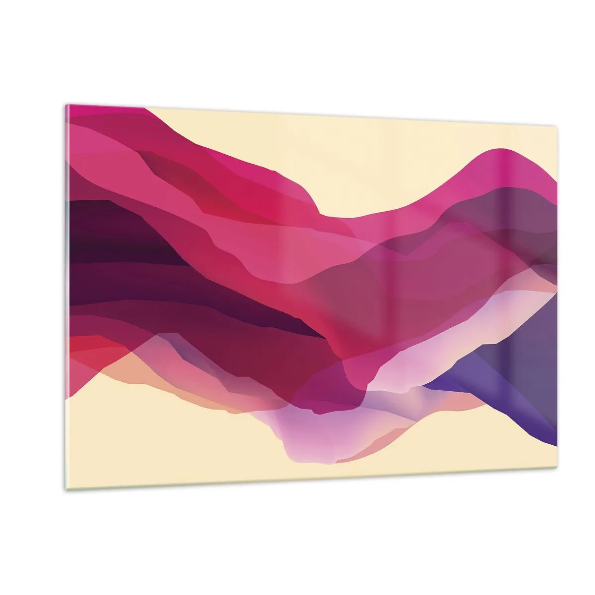 Obraz na szkle - Abstrakcyjne fale w odcieniach purpury i różu na jasnym tle - 120x80cm - Fale purpury - Nowoczesna dekoracja ścienna do salonu, kuchni i sypialni ARTTOR