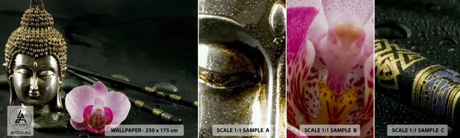 Fototapeta Próbka Standard Eco - Harmonia mądrości i piękna - Budda, Religia, Wiara - 100x30 cm