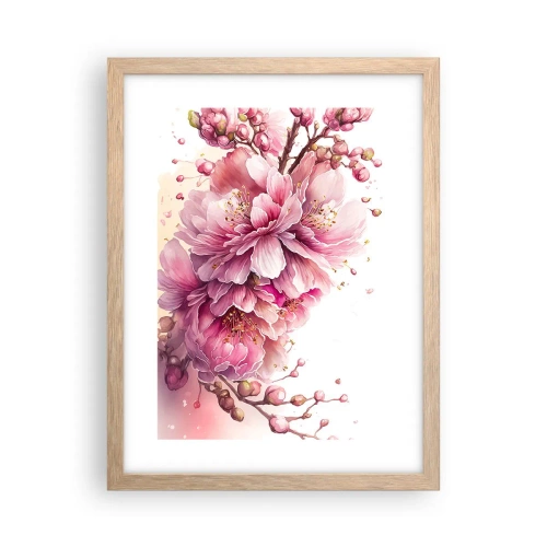 Plakat w ramie jasny dąb - Kwiat kwitnącej wiśni - 30x40 cm